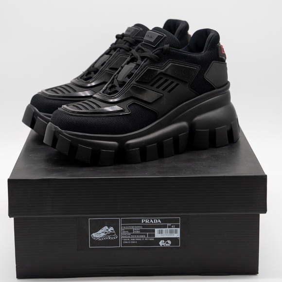 size 41eu 11 US Prada Cloudbust Thunder Mid Top Sneakers Black Wedge - Picture 11 of 12